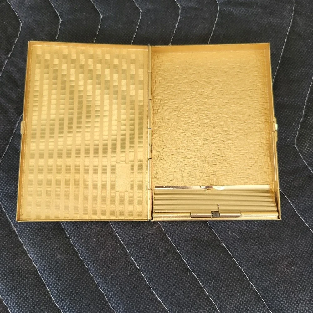 Vintage Art Deco Gold Tone Cigarette Case Holder Keeper CTP